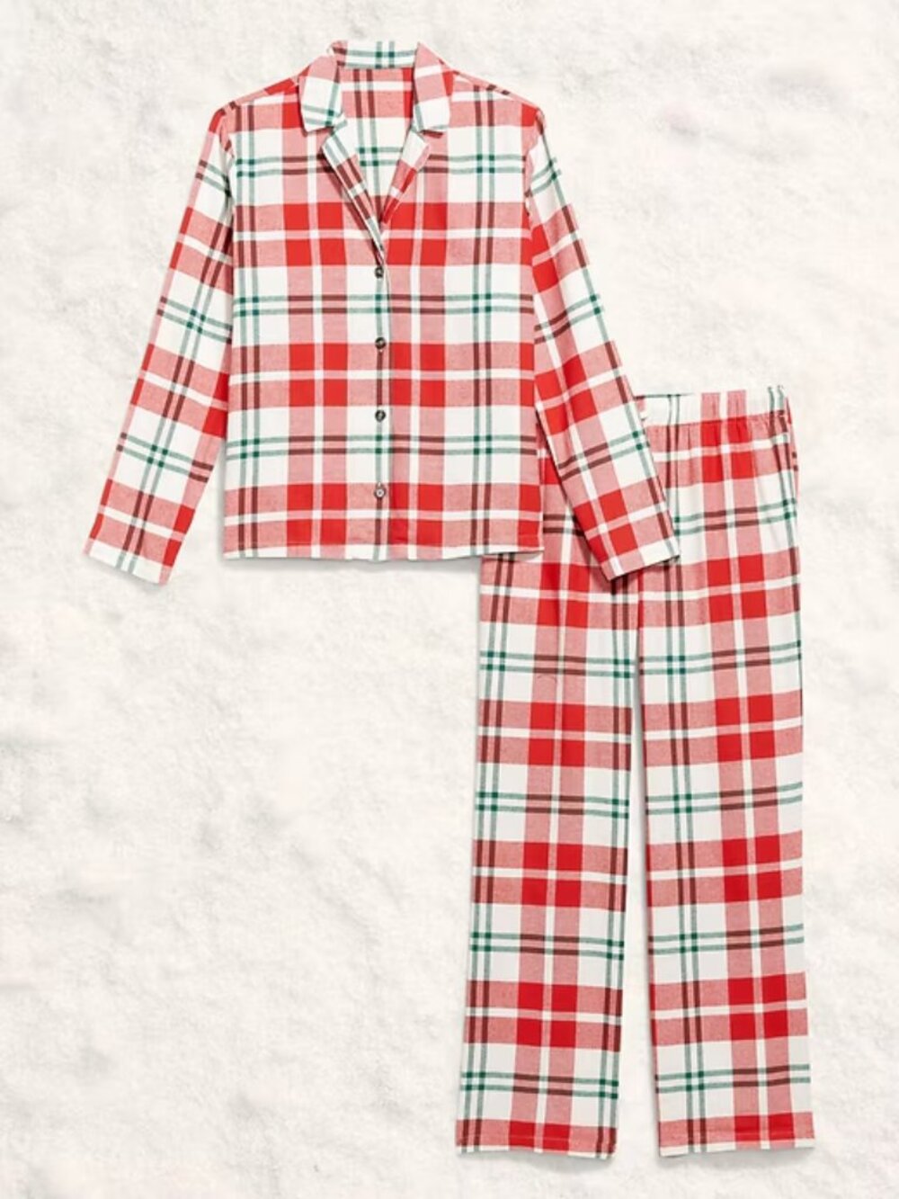 Old Navy-Gap Flannel Pajama Set Women's L Red Plaid Cotton NWT - Picture 3 of 3
